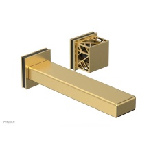 Phylrich 222-16-24BX041 - Burnished Gold Jolie Single Handle Wall Faucet With Rectangular Spout, Square Cutaway Handles, And
