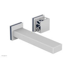 Phylrich 222-16-050X044 - Satin White Jolie Single Handle Wall Faucet With Rectangular Spout, Square Cutaway Handles, And Na