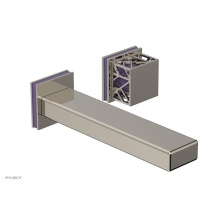 Phylrich 222-16/014X046 - Polished Nickel Jolie Single Handle Wall Faucet With Rectangular Spout, Square Cutaway Handles, An