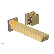 Phylrich 222-16/024X046 - Satin Gold Jolie Single Handle Wall Faucet With Rectangular Spout, Square Cutaway Handles, And Pur