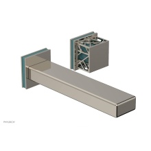 Phylrich 222-16/014X049 - Polished Nickel Jolie Single Handle Wall Faucet With Rectangular Spout, Square Cutaway Handles, An