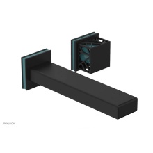 Phylrich 222-16/040X049 - Matte Black Jolie Single Handle Wall Faucet With Rectangular Spout, Square Cutaway Handles, And Tu
