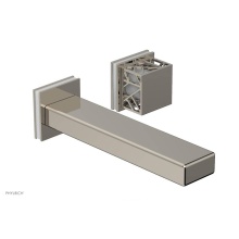 Phylrich 222-16-014X051 - Polished Nickel Jolie Single Handle Wall Faucet With Rectangular Spout, Square Cutaway Handles, An