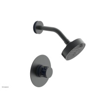 Phylrich 222-21-15GX044 - Gunmetal Gray Jolie Pressure Balance Shower Set With Round Trim, Round Cutaway Handle, And Navy Bl