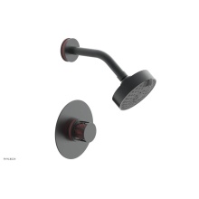 Phylrich 222-21-15GX045 - Gunmetal Gray Jolie Pressure Balance Shower Set With Round Trim, Round Cutaway Handle, And Pink Ac
