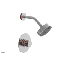 Phylrich 222-21/026X042 - Polished Chrome Jolie Pressure Balance Shower Set With Round Trim, Round Cutaway Handle, And Orang