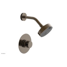 Phylrich 222-21-047X041 - Antique Brass Jolie Pressure Balance Shower Set With Round Trim, Round Cutaway Handle, And Black A
