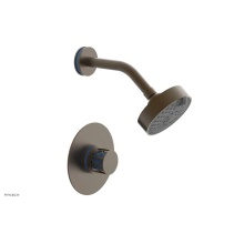 Phylrich 222-21-OEBX043 - Old English Brass Jolie Pressure Balance Shower Set With Round Trim, Round Cutaway Handle, And Lig