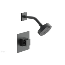 Phylrich 222-22-15GX041 - Gunmetal Gray Jolie Pressure Balance Shower Set With Square Trim, Square Cutaway Handle, And Black
