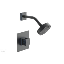 Phylrich 222-22-15GX043 - Gunmetal Gray Jolie Pressure Balance Shower Set With Square Trim, Square Cutaway Handle, And Light