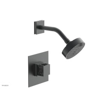 Phylrich 222-22-15GX048 - Gunmetal Gray Jolie Pressure Balance Shower Set With Square Trim, Square Cutaway Handle, And Grey