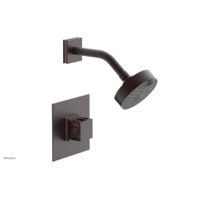 Phylrich 222-22-05WX045 - Weathered Copper Jolie Pressure Balance Shower Set With Square Trim, Square Cutaway Handle, And Pi