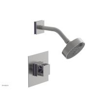 Phylrich 222-22/26DX046 - Satin Chrome Jolie Pressure Balance Shower Set With Square Trim, Square Cutaway Handle, And Purple
