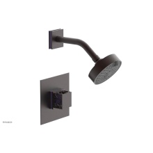 Phylrich 222-22-05WX046 - Weathered Copper Jolie Pressure Balance Shower Set With Square Trim, Square Cutaway Handle, And Pu