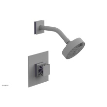 Phylrich 222-22-050X046 - Satin White Jolie Pressure Balance Shower Set With Square Trim, Square Cutaway Handle, And Purple