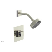 Phylrich 222-22/015X046 - Satin Nickel Jolie Pressure Balance Shower Set With Square Trim, Square Cutaway Handle, And Purple