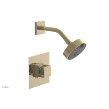 Phylrich 222-22-03UX051 - Polished Brass Uncoated (Living Finish) Jolie Pressure Balance Shower Set With Square Trim, Square