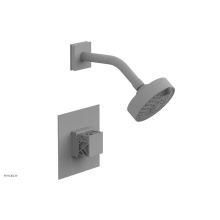 Phylrich 222-22-050X051 - Satin White Jolie Pressure Balance Shower Set With Square Trim, Square Cutaway Handle, And Gloss W