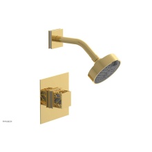 Phylrich 222-22-025X051 - Polished Gold Jolie Pressure Balance Shower Set With Square Trim, Square Cutaway Handle, And Gloss