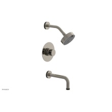 Phylrich 222-26/014X041 - Polished Nickel Jolie Pressure Balance Tub & Shower Set With Round Trim, Tubular Tub Spout, Ro