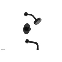 Phylrich 222-26/040X041 - Matte Black Jolie Pressure Balance Tub & Shower Set With Round Trim, Tubular Tub Spout, Round