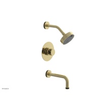 Phylrich 222-26/003X041 - Polished Brass Jolie Pressure Balance Tub & Shower Set With Round Trim, Tubular Tub Spout, Rou