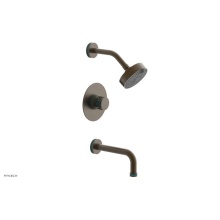 Phylrich 222-26-OEBX049 - Old English Brass Jolie Pressure Balance Tub & Shower Set With Round Trim, Tubular Tub Spout,