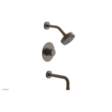 Phylrich 222-26-OEBX048 - Old English Brass Jolie Pressure Balance Tub & Shower Set With Round Trim, Tubular Tub Spout,