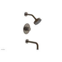 Phylrich 222-26-OEBX051 - Old English Brass Jolie Pressure Balance Tub & Shower Set With Round Trim, Tubular Tub Spout,
