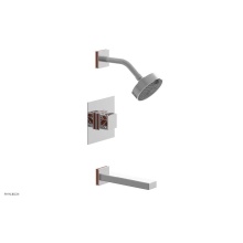 Phylrich 222-27/026X042 - Polished Chrome Jolie Pressure Balance Tub & Shower Set With Square Trim, Rectangular Tub Spou