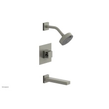 Phylrich 222-27/15BX041 - Burnished Nickel Jolie Pressure Balance Tub & Shower Set With Square Trim, Rectangular Tub Spo