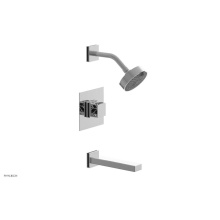 Phylrich 222-27/026X041 - Polished Chrome Jolie Pressure Balance Tub & Shower Set With Square Trim, Rectangular Tub Spou
