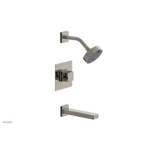 Phylrich 222-27/014X041 - Polished Nickel Jolie Pressure Balance Tub & Shower Set With Square Trim, Rectangular Tub Spou