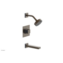 Phylrich 222-27-OEBX043 - Old English Brass Jolie Pressure Balance Tub & Shower Set With Square Trim