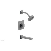 Phylrich 222-27-050X044 - Satin White Jolie Pressure Balance Tub & Shower Set With Square Trim, Rectangular Tub Spout, S