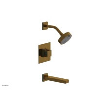 Phylrich 222-27-002X049 - French Brass (Living Finish) Jolie Pressure Balance Tub & Shower Set With Square Trim
