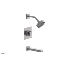 Phylrich 222-27/26DX046 - Satin Chrome Jolie Pressure Balance Tub & Shower Set With Square Trim, Rectangular Tub Spout,