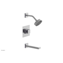 Phylrich 222-27/026X046 - Polished Chrome Jolie Pressure Balance Tub & Shower Set With Square Trim, Rectangular Tub Spou