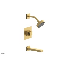 Phylrich 222-27-24BX048 - Burnished Gold Jolie Pressure Balance Tub & Shower Set With Square Trim, Rectangular Tub Spout