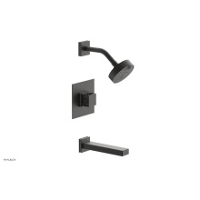 Phylrich 222-27/10BX048 - Oil Rubbed Bronze Jolie Pressure Balance Tub & Shower Set With Square Trim, Rectangular Tub Sp