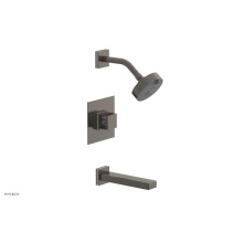 Phylrich 222-27-15AX051 - Pewter Jolie Pressure Balance Tub & Shower Set With Square Trim, Rectangular Tub Spout, Square