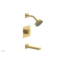 Phylrich 222-27-024X051 - Satin Gold Jolie Pressure Balance Tub & Shower Set With Square Trim, Rectangular Tub Spout, Sq