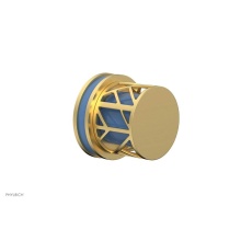 Phylrich 222-35-24BX043 - Burnished Gold Jolie Diverter/Volume Control Trim With Round Cutaway Handles And Light Blue Accent