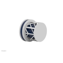 Phylrich 222-35-050X044 - Satin White Jolie Diverter/Volume Control Trim With Round Cutaway Handles And Navy Blue Accents