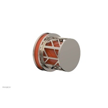 Phylrich 222-35/014X042 - Polished Nickel Jolie Diverter/Volume Control Trim With Round Cutaway Handles And Orange Accents