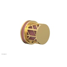 Phylrich 222-35-24BX045 - Burnished Gold Jolie Diverter/Volume Control Trim With Round Cutaway Handles And Pink Accents
