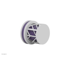 Phylrich 222-35-050X046 - Satin White Jolie Diverter/Volume Control Trim With Round Cutaway Handles And Purple Accents