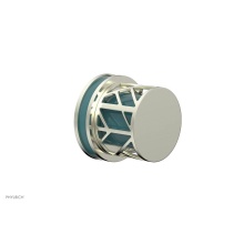 Phylrich 222-35/015X049 - Satin Nickel Jolie Diverter/Volume Control Trim With Round Cutaway Handles And Turquoise Accents