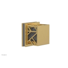 Phylrich 222-36/024X048 - Satin Gold Jolie Diverter/Volume Control Trim With Square Cutaway Handles And Grey Accents