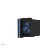 Phylrich 222-36/040X043 - Matte Black Jolie Diverter/Volume Control Trim With Square Cutaway Handles And Light Blue Accents